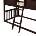 Twin Over Twin House Bunk Bed With Ladder, Wood Bed Espresso Espresso Solid Wood