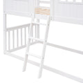 Twin Over Twin House Bunk Bed With Ladder, Wood Bed White White Solid Wood