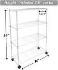 Simple Deluxe Heavy Duty 4 Shelf Shelving Unit With Wheel And Adjustable Feet, 36'' L X14'' W X54'' H , Chrome Chrome Iron