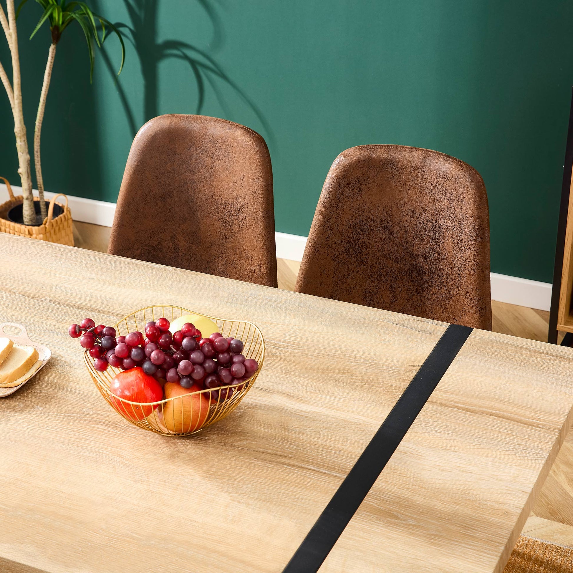 Rustic Industrial Rectangular Wood Dining Table For 4 6 Person, With 1.5" Thick Engineered Wood Color Tabletop And Black Metal Legs,Desk For Kitchen Dining Living Room, 55.1" X 31.4"X