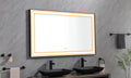 72*48 Led Lighted Bathroom Wall Mounted Mirror With High Lumen Anti Fog Separately Control Matt Black Aluminum