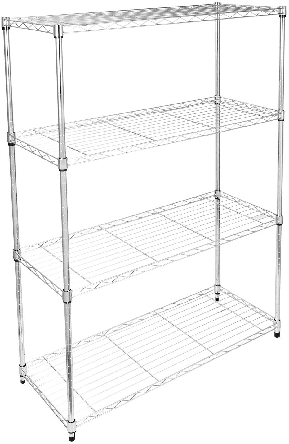 Simple Deluxe Heavy Duty 4 Shelf Shelving Unit With Wheel And Adjustable Feet, 36'' L X14'' W X54'' H , Chrome Chrome Iron