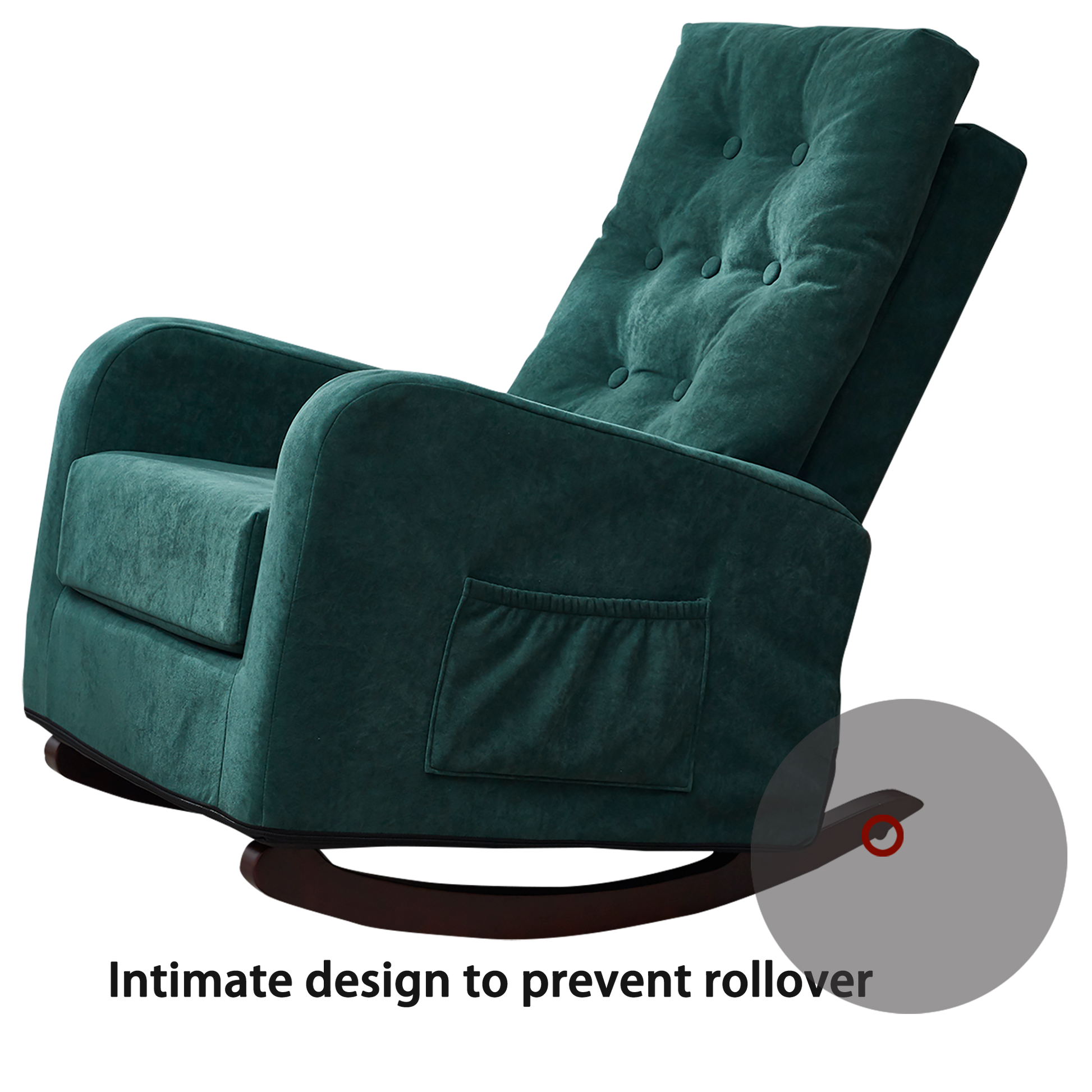 Accent Chair Tv Chair Living Room Chair Lazy Recliner Comfortable Fabric Leisure Sofa,Modern High Back Armchair Antique Green Metal & Wood Metal