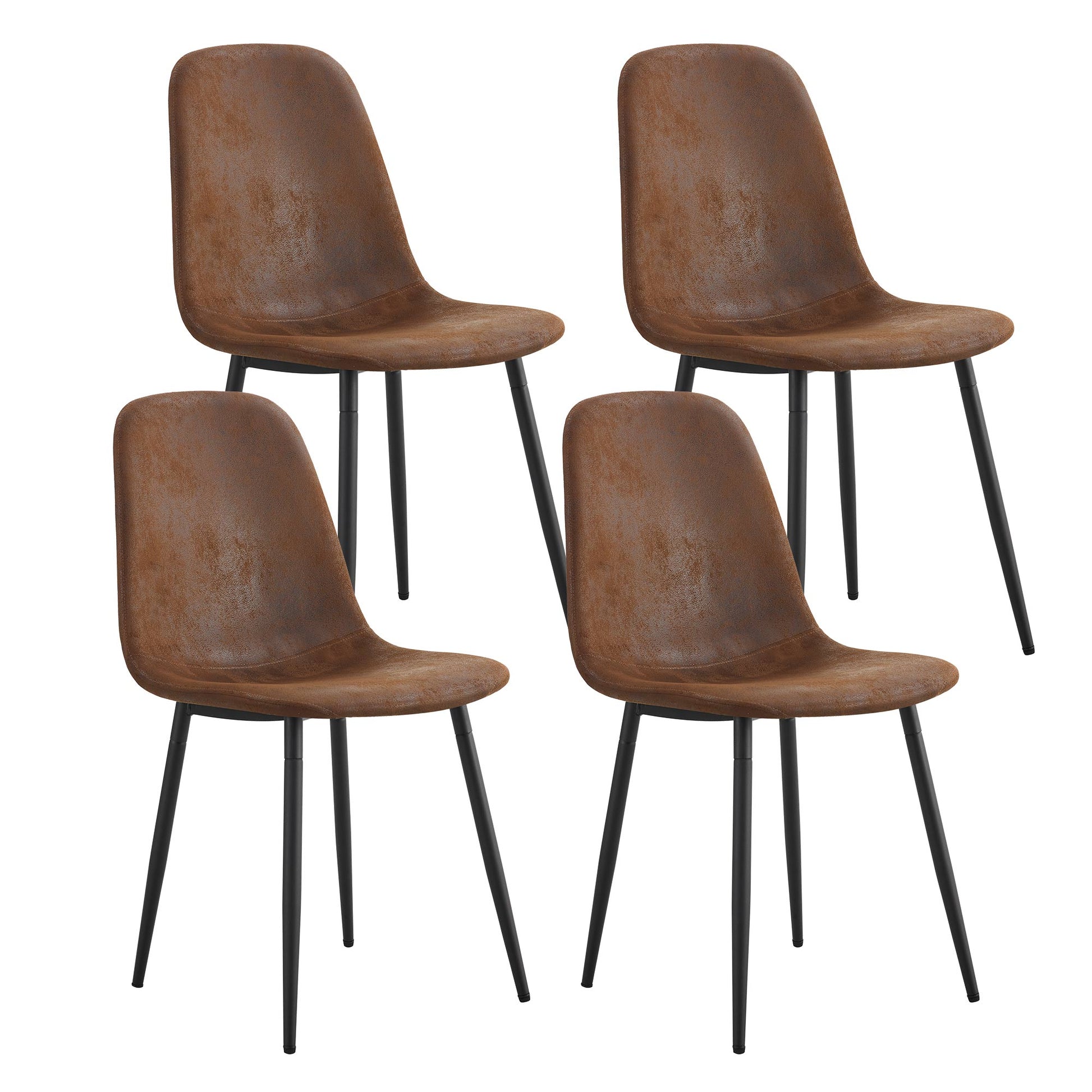 A Set Of 6 Modern Medieval Style Restaurant Cushioned Armchairs, Equipped With Soft Suede Cushions And Black Metal Legs, Suitable For Kitchens, Lounges, And Farmhouses. B0501A Brown Metal