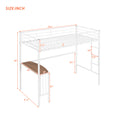 Twin Metal Loft Bed With Desk, Ladder And Guardrails, Loft Bed For Bedroom, White Old Skumf195191Aak Twin White Metal