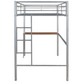 Twin Metal Loft Bed With Desk, Ladder And Guardrails, Loft Bed For Bedroom, Silver Old Skumf195191Aan Twin Silver Metal