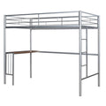 Twin Metal Loft Bed With Desk, Ladder And Guardrails, Loft Bed For Bedroom, Silver Old Skumf195191Aan Twin Silver Metal