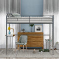 Twin Metal Loft Bed With Desk, Ladder And Guardrails, Loft Bed For Bedroom, Silver Old Skumf195191Aan Twin Silver Metal