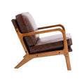 Coolmore Mid Century Modern Accent Chair, Comfy Fabric Living Room Chairs With Solid Wood Frame, Lounge Reading Armchair, Easy Assembly Brown Pu Brown Primary Living Space Foam Pu