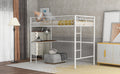 Twin Metal Loft Bed With Desk, Ladder And Guardrails, Loft Bed For Bedroom, White Old Skumf195191Aak Twin White Metal