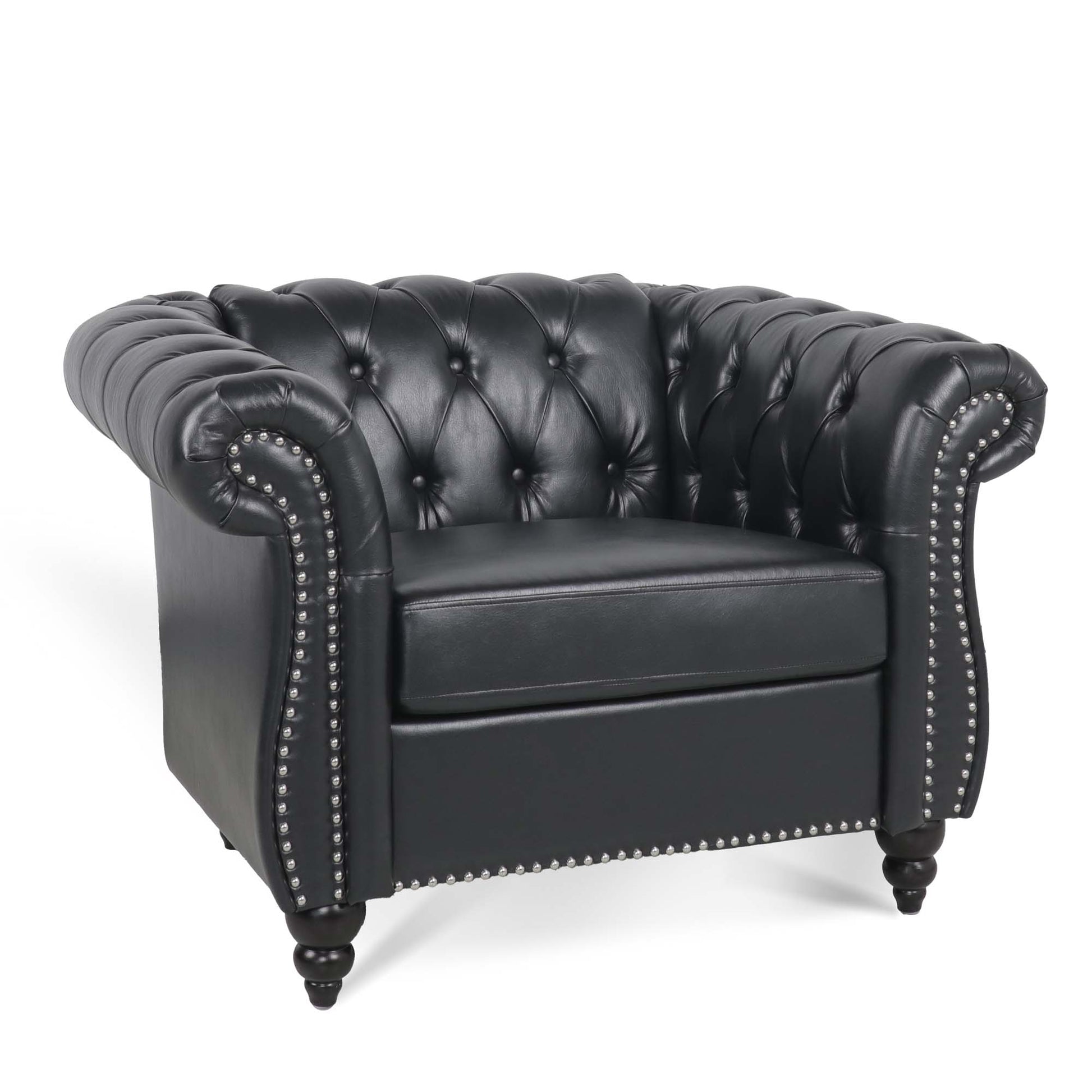 3 Piece Configurable Living Room Set Black Pu