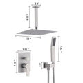 12 Inch Bathroom Rain Shower Combo Set With Hand Shower Brushed Nickel Stainless Steel