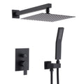 12 Inch Bathroom Rain Shower Combo Set With Hand Shower Matte Black Stainless Steel