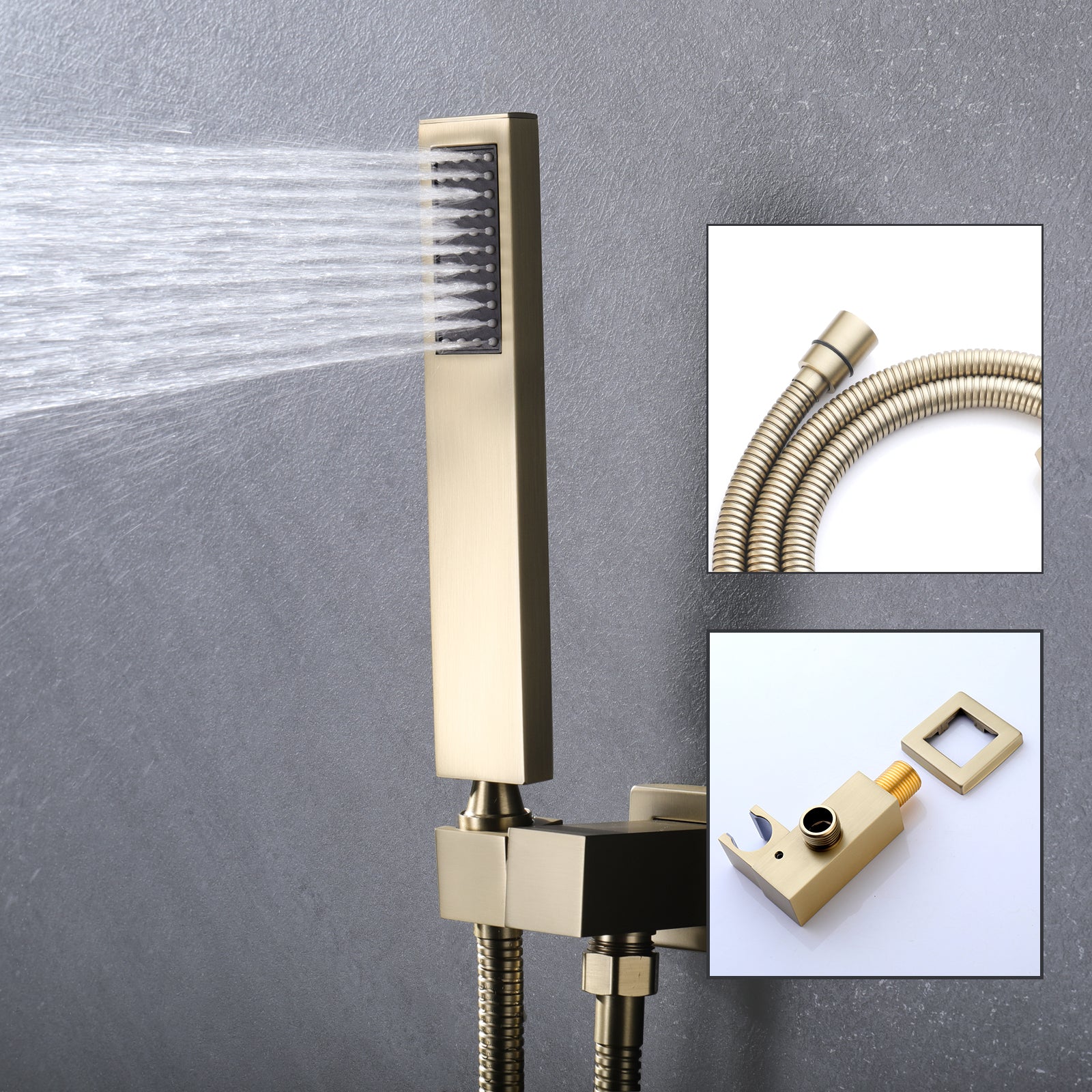 10Inch Shower System With Rain Shower Faucet Sets Brushed Gold Stainless Steel