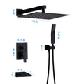 12Inch Shower System With Handheld Shower Head Matte Black Stainless Steel