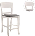 Contemporary Dining Room Counter Height Chairs Set Of 2 Chairs Only White Solid Wood Gray Padded Fabric Seat White White Dining Room Rectangular Contemporary,Modern Dining Chairs Rubberwood Solid Wood