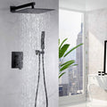 12 Inch Bathroom Rain Shower Combo Set With Hand Shower Matte Black Stainless Steel