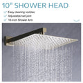 10Inch Brushed Gold Brass Rainfall Shower System, Luxuly Bathroom Shower Faucet Combo Set Brushed Gold Stainless Steel