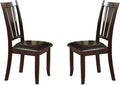 Simple Contemporary Set Of 2 Side Chairs Brown Finish Dining Seating Cushion Chair Unique Design Kitchen Dining Room Faux Leather Seat Brown Dining Room Contemporary,Modern Dining Chairs Rubberwood Slat Back Solid Wood