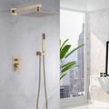 12 Inch Bathroom Rain Shower Combo Set With Hand Shower Brushed Gold Stainless Steel