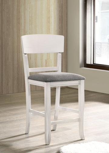 Contemporary Dining Room Counter Height Chairs Set Of 2 Chairs Only White Solid Wood Gray Padded Fabric Seat White White Dining Room Rectangular Contemporary,Modern Dining Chairs Rubberwood Solid Wood