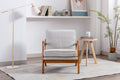 Coolmore Mid Century Modern Accent Chair, Comfy Fabric Living Room Chairs With Solid Wood Frame, Lounge Reading Armchair, Easy Assembly Oyster Grey Oyster Grey Primary Living Space Foam Boucle