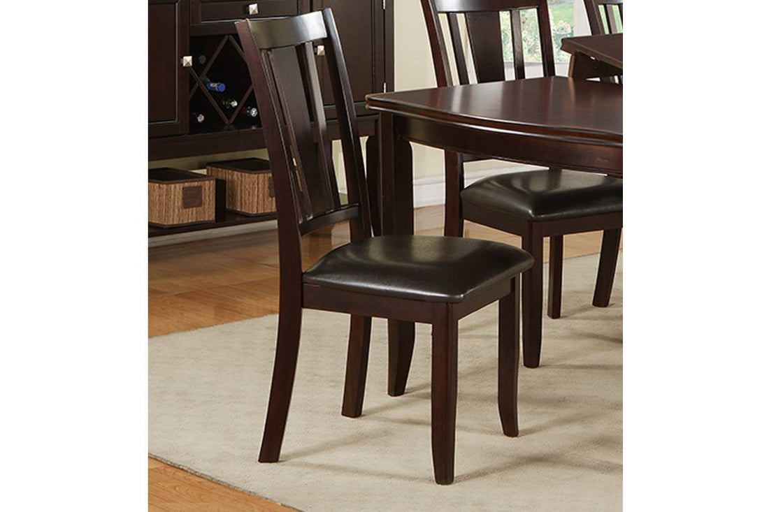 Simple Contemporary Set Of 2 Side Chairs Brown Finish Dining Seating Cushion Chair Unique Design Kitchen Dining Room Faux Leather Seat Brown Dining Room Contemporary,Modern Dining Chairs Rubberwood Slat Back Solid Wood