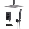 10Inch Shower System With Rain Shower Faucet Sets Matte Black Stainless Steel