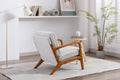 Coolmore Mid Century Modern Accent Chair, Comfy Fabric Living Room Chairs With Solid Wood Frame, Lounge Reading Armchair, Easy Assembly Oyster Grey Oyster Grey Primary Living Space Foam Boucle