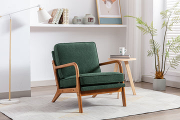 Coolmore Mid Century Modern Accent Chair, Comfy Fabric Living Room Chairs With Solid Wood Frame, Lounge Reading Armchair, Easy Assembly Emerald Emerald Primary Living Space Foam Boucle