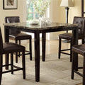 Contemporary Counter Height Dining 5Pc Set Table W 4X Chairs Brown Finish Birch Faux Marble Table Top Tufted Chairs Cushions Kitchen Dining Room Furniture Dinette Brown Wood Dining Room Birch Square Dining Table With Chair Wood Brown Solid Back Seats 4