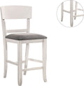 Contemporary Dining Room Counter Height Chairs Set Of 2 Chairs Only White Solid Wood Gray Padded Fabric Seat White White Dining Room Rectangular Contemporary,Modern Dining Chairs Rubberwood Solid Wood