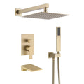 12Inch Shower System With Handheld Shower Head Brushed Gold Stainless Steel