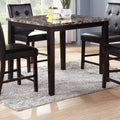 Contemporary Counter Height Dining 5Pc Set Table W 4X Chairs Brown Finish Birch Faux Marble Table Top Tufted Chairs Cushions Kitchen Dining Room Furniture Dinette Brown Wood Dining Room Birch Square Dining Table With Chair Wood Brown Solid Back Seats 4