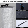 10Inch Wall Mounted Rainfall Shower Head System Shower Faucet Matte Black Stainless Steel