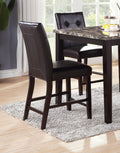 Contemporary Counter Height Dining 5Pc Set Table W 4X Chairs Brown Finish Birch Faux Marble Table Top Tufted Chairs Cushions Kitchen Dining Room Furniture Dinette Brown Wood Dining Room Birch Square Dining Table With Chair Wood Brown Solid Back Seats 4