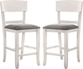 Contemporary Dining Room Counter Height Chairs Set Of 2 Chairs Only White Solid Wood Gray Padded Fabric Seat White White Dining Room Rectangular Contemporary,Modern Dining Chairs Rubberwood Solid Wood