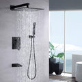 10Inch Wall Mounted Rainfall Shower Head System Shower Faucet Matte Black Stainless Steel