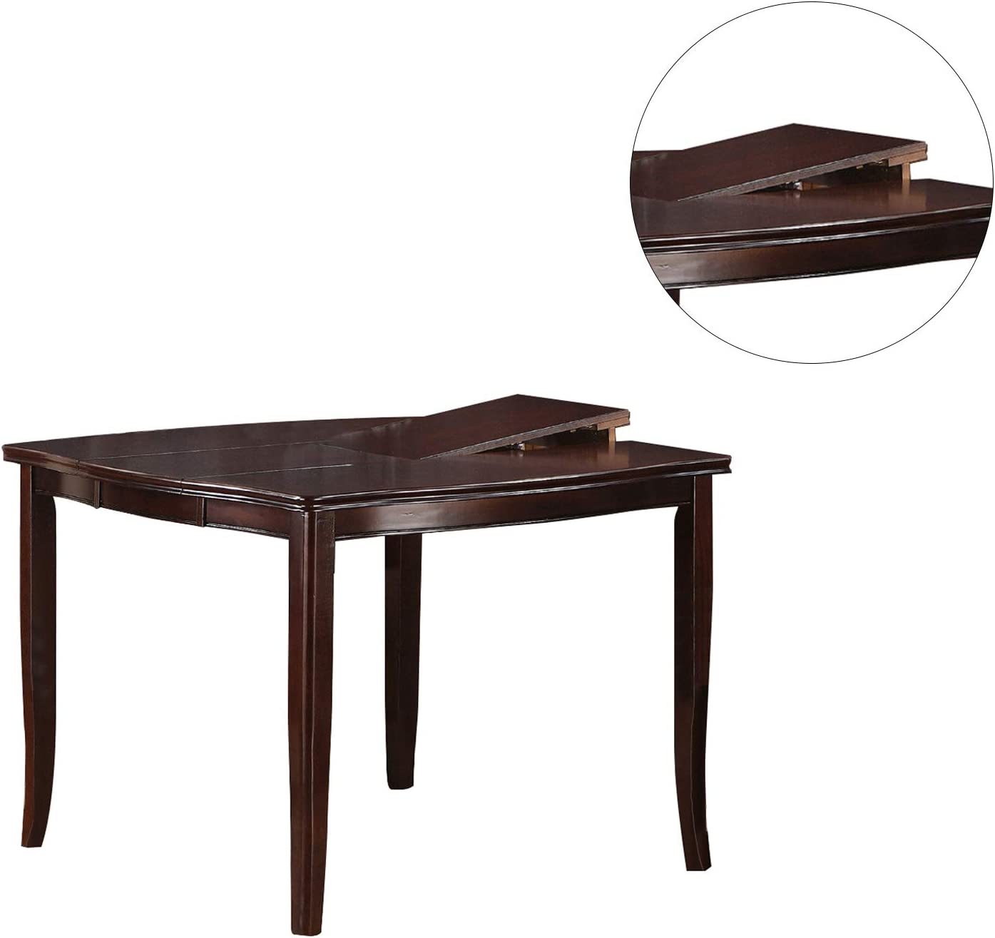 Contemporary Counter Height Dining 6Pc Set Table W Butterfly Leaf 4X Chairs A Bench Brown Finish Rubberwood Chairs Cushions Kitchen Dining Room Furniture Espresso Wood Dining Room Solid Wood Rubberwood Square Dining Table With Chair And Bench Wood Wood