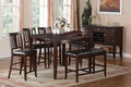 Contemporary Counter Height Dining 6Pc Set Table W Butterfly Leaf 4X Chairs A Bench Brown Finish Rubberwood Chairs Cushions Kitchen Dining Room Furniture Espresso Wood Dining Room Solid Wood Rubberwood Square Dining Table With Chair And Bench Wood Wood