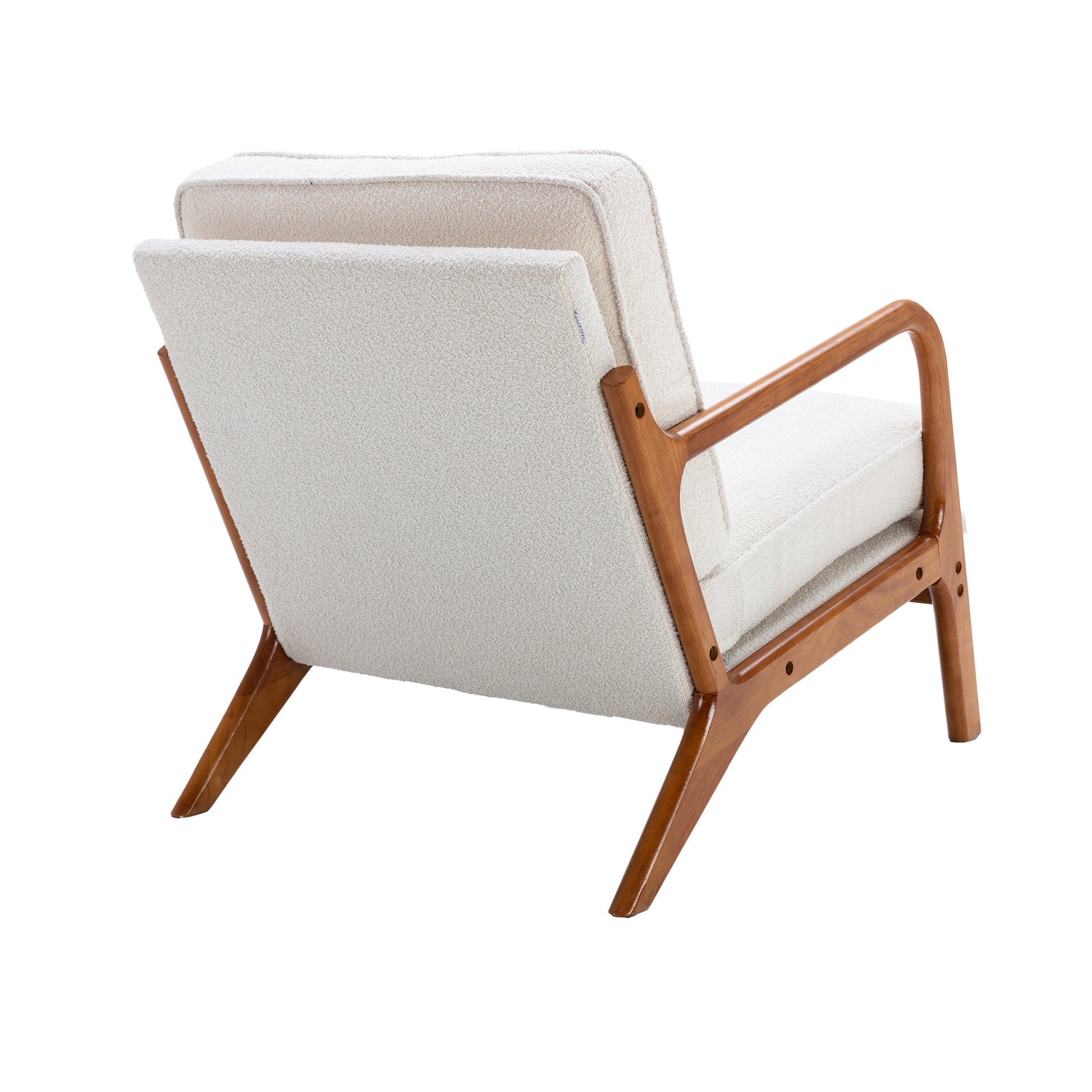 Coolmore Mid Century Modern Accent Chair, Comfy Fabric Living Room Chairs With Solid Wood Frame, Lounge Reading Armchair, Easy Assembly Beige Beige Primary Living Space Foam Boucle