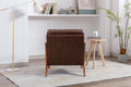 Coolmore Mid Century Modern Accent Chair, Comfy Fabric Living Room Chairs With Solid Wood Frame, Lounge Reading Armchair, Easy Assembly Brown Pu Brown Primary Living Space Foam Pu