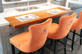 Contemporary Velvet Upholstered Barstools With Button Tufted Decoration And Wooden Legs, And Chrome Trim, Leisure Style Bar Chairs,Bar Stools, Set Of 2 Orange ,Sw2002Og Orange American Design Rubberwood Set Of 2 Foam Velvet