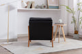 Coolmore Mid Century Modern Accent Chair, Comfy Fabric Living Room Chairs With Solid Wood Frame, Lounge Reading Armchair, Easy Assembly Black Pu Black Primary Living Space Foam Pu
