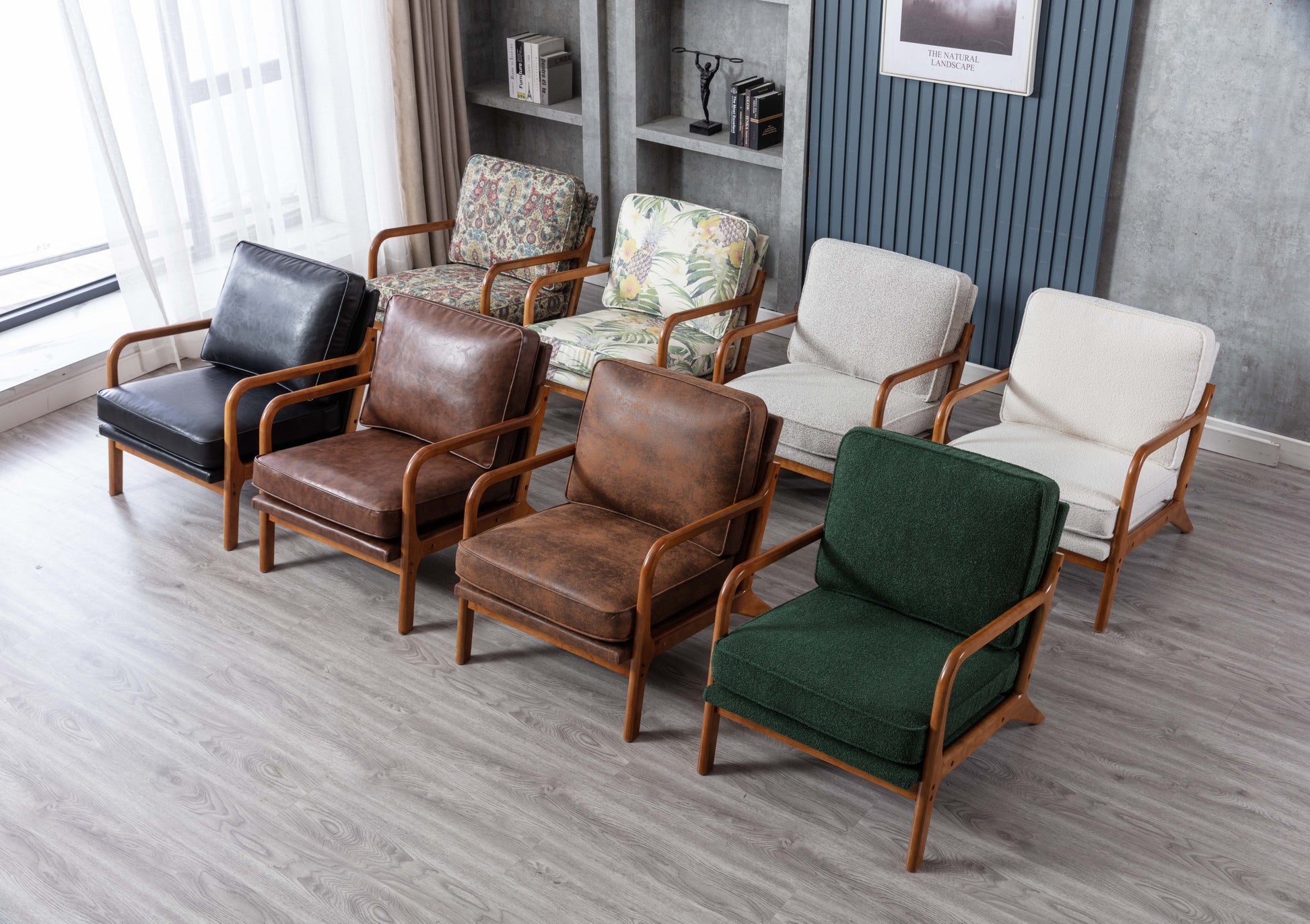 Coolmore Mid Century Modern Accent Chair, Comfy Fabric Living Room Chairs With Solid Wood Frame, Lounge Reading Armchair, Easy Assembly Oyster Grey Oyster Grey Primary Living Space Foam Boucle