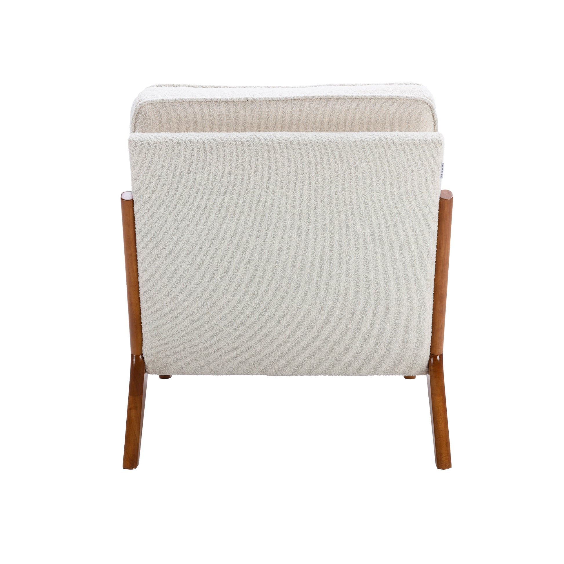 Coolmore Mid Century Modern Accent Chair, Comfy Fabric Living Room Chairs With Solid Wood Frame, Lounge Reading Armchair, Easy Assembly Beige Beige Primary Living Space Foam Boucle