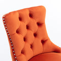 Contemporary Velvet Upholstered Barstools With Button Tufted Decoration And Wooden Legs, And Chrome Trim, Leisure Style Bar Chairs,Bar Stools, Set Of 2 Orange ,Sw2002Og Orange American Design Rubberwood Set Of 2 Foam Velvet