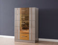 Lorenzo Gold Detailed Chest Made With Wood In Gray Gray Bedroom Modern Acacia Solid Wood Mdf Wood