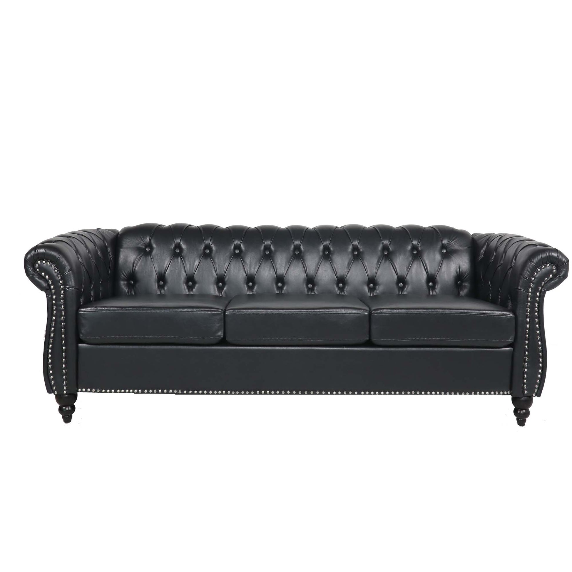 3 Piece Configurable Living Room Set Black Pu