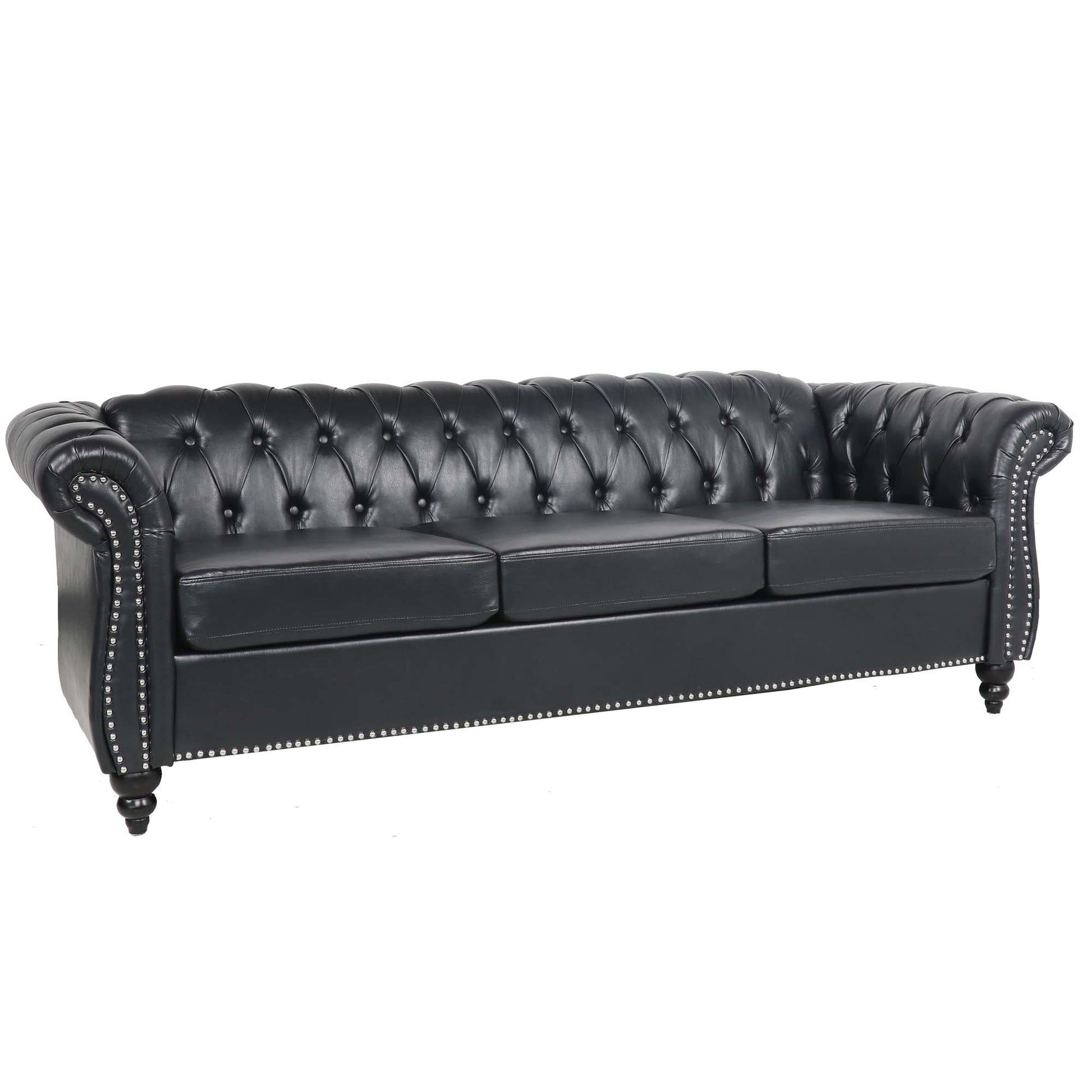 3 Piece Configurable Living Room Set Black Pu